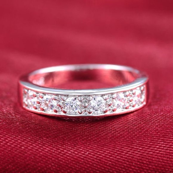 💕  925 Silver Plated Sparkling CZ Wedding Couple Ring, FB16FA1080 - Picture 3 of 7